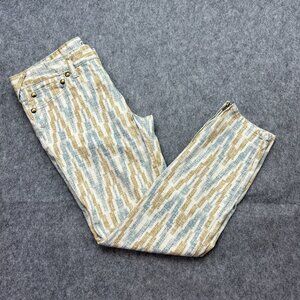 Free People Ankle Zip Skinny Jeans Women's Size 31 Mid Rise Ikat Print